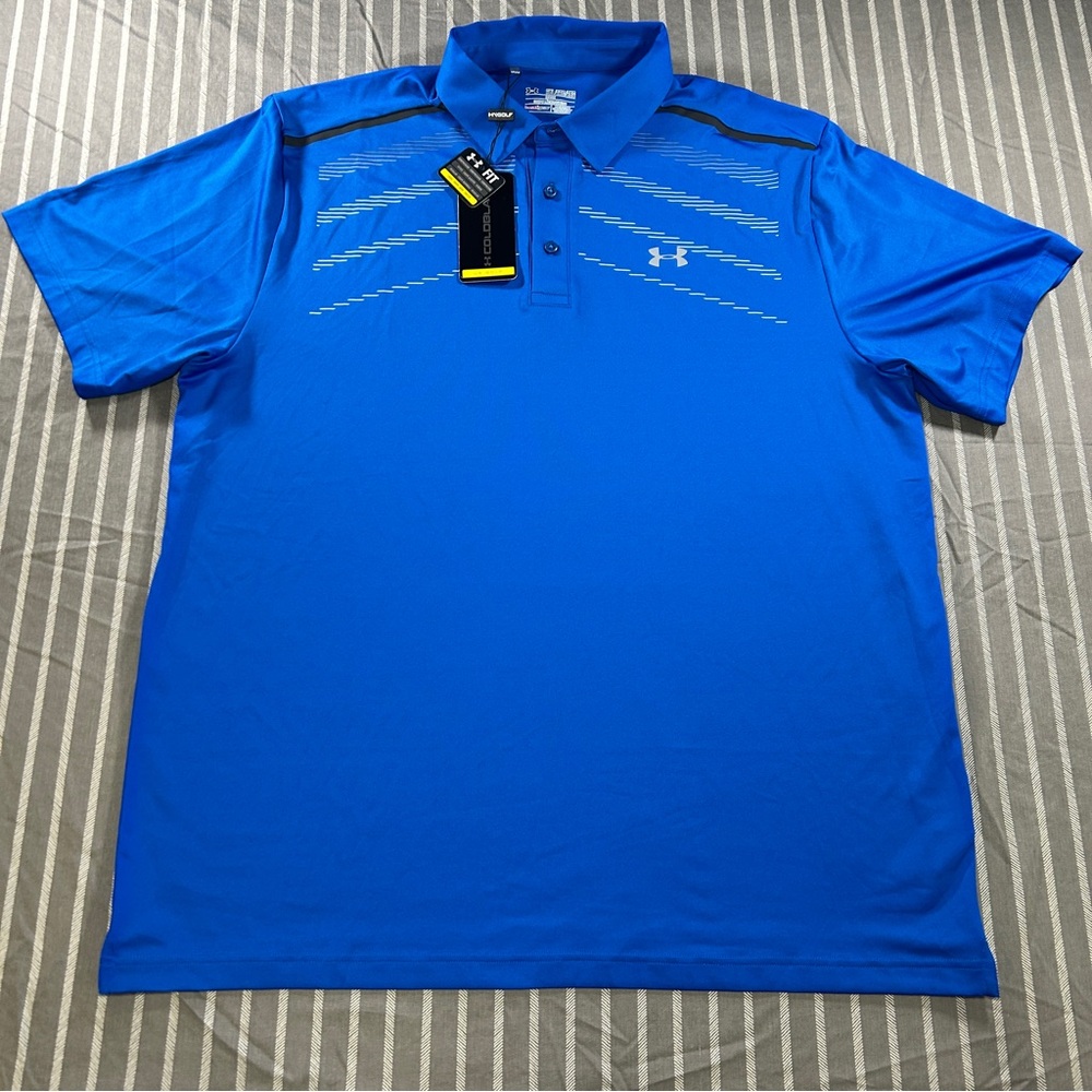 Under Armour ColdGear Golf Loose men's polo shirt in blue Size 2XL NWT